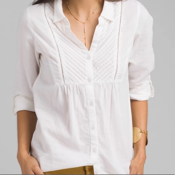 Prana Tops - Prana Katya White Button-Up 100% Cotton Blouse. Medium. Lightweight.